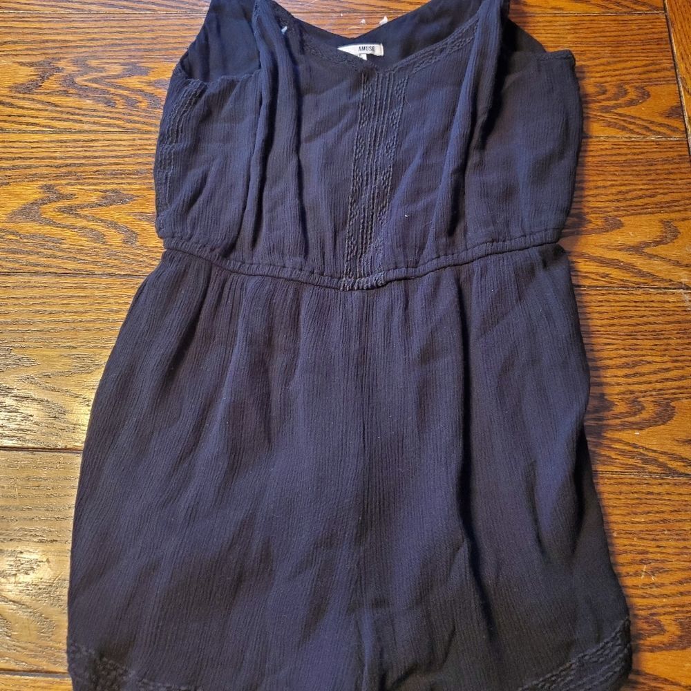 Lulu's  Amuse society solid  blue romper  M